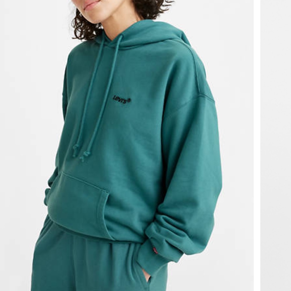 Red Tab Unisex Hoodie Sweatshirt in Colonial Blue, size XS